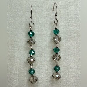 Smoky Green Crystal Earrings Handmade